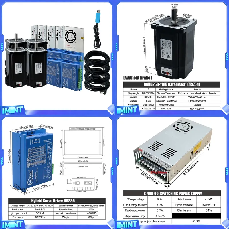 Hybrid Servo Driver Nema 34 8.5Nm - طقم محرك ستيبر هجين رباعي المحاور