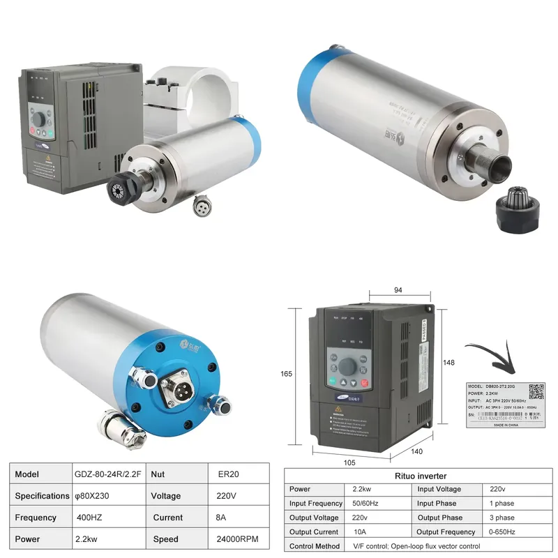 2.2Kw Water Cooled Spindle Kit Vfd - 2026 مصنع صيني طقم عمود دوران