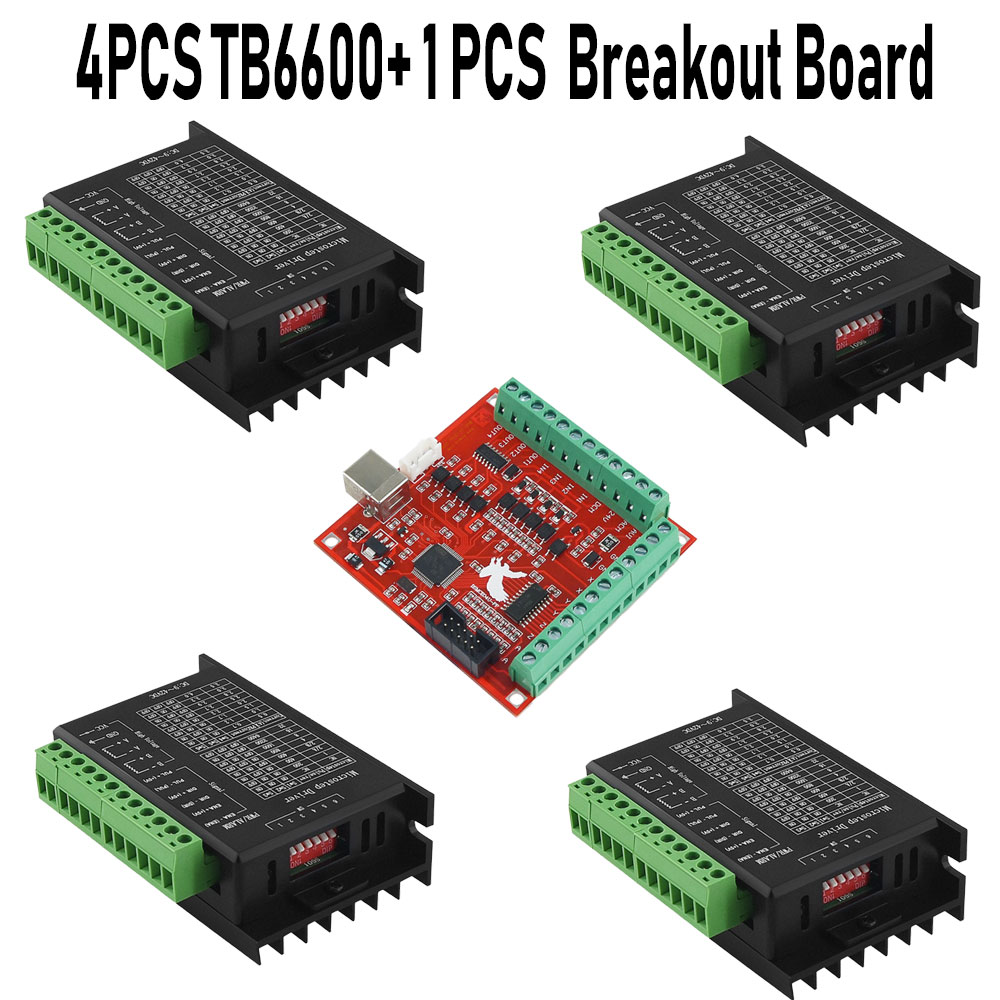 Mach3 Usb Cnc Controller 4 Axis 100Khz - 4 قطعة السائر موتور سائق TB6600