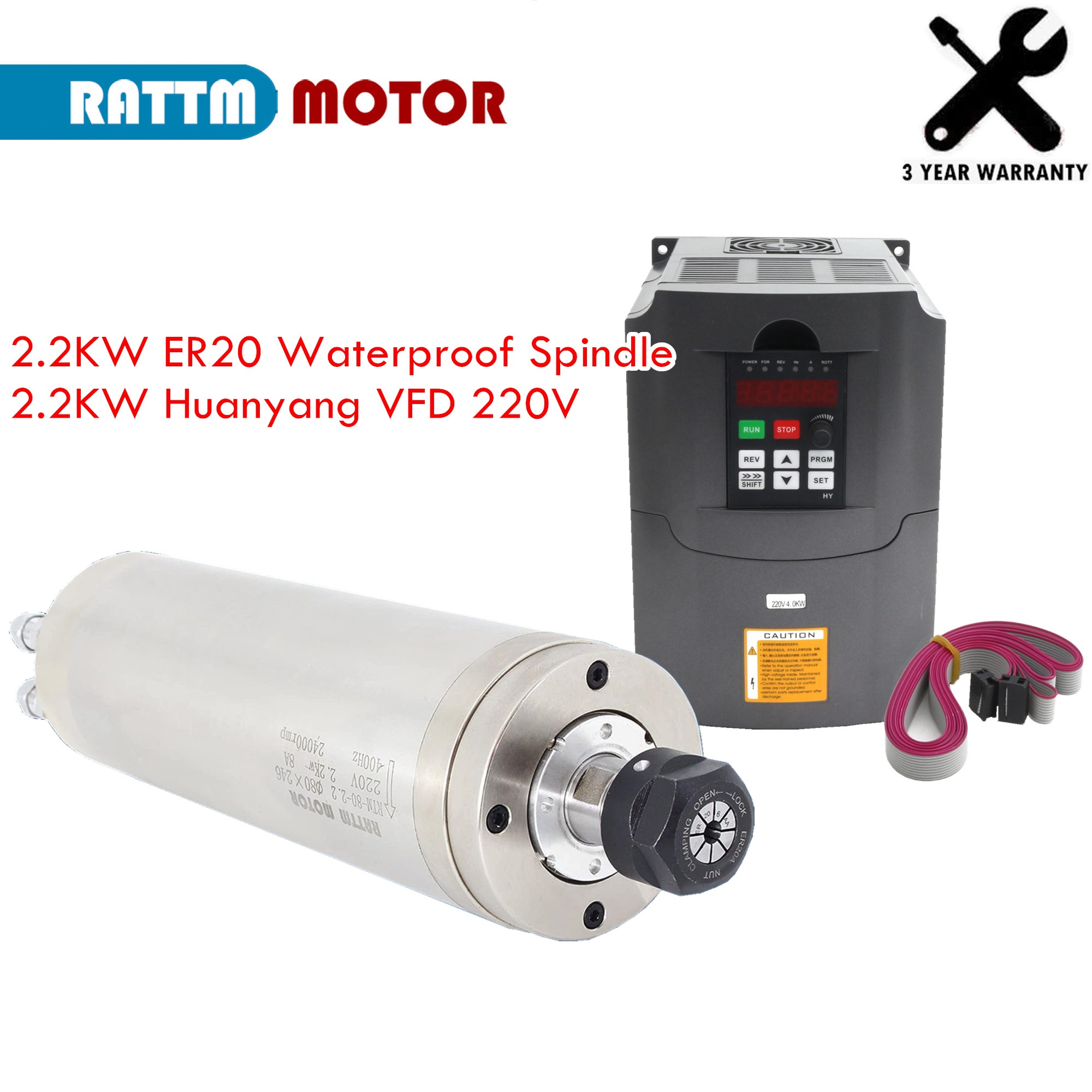 2.2Kw Water Cooled Spindle Kit Vfd - مقاوم للماء المياه المبردة CNC المغزل