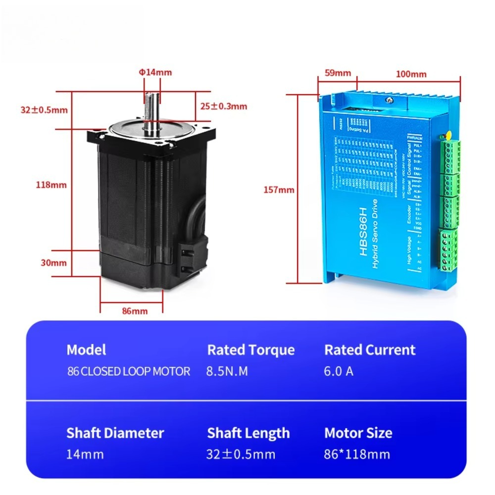 Hybrid Servo Driver Nema 34 8.5Nm - طقم سيرفو هجين بحلقة مغلقة من