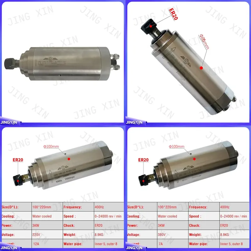 Er20 Collet Chuck Spindle Motor 220V - محرك مغزل CNC مخصص بقوة 2.2