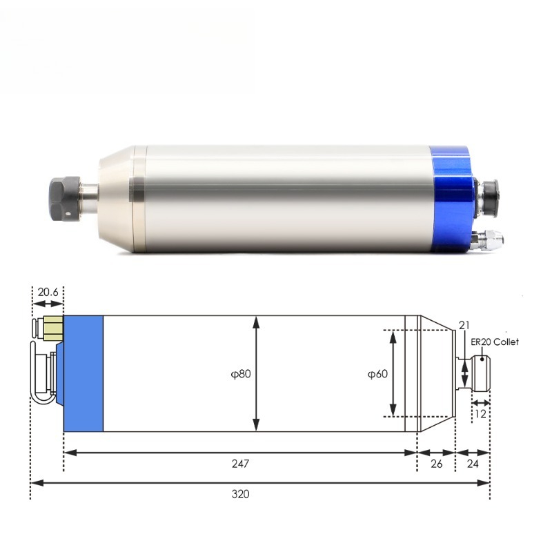 2.2 كيلوواط ER20 D80 12000 دور - مراجعة 2.2Kw Water Cooled Spindle Kit Vfd وسعره