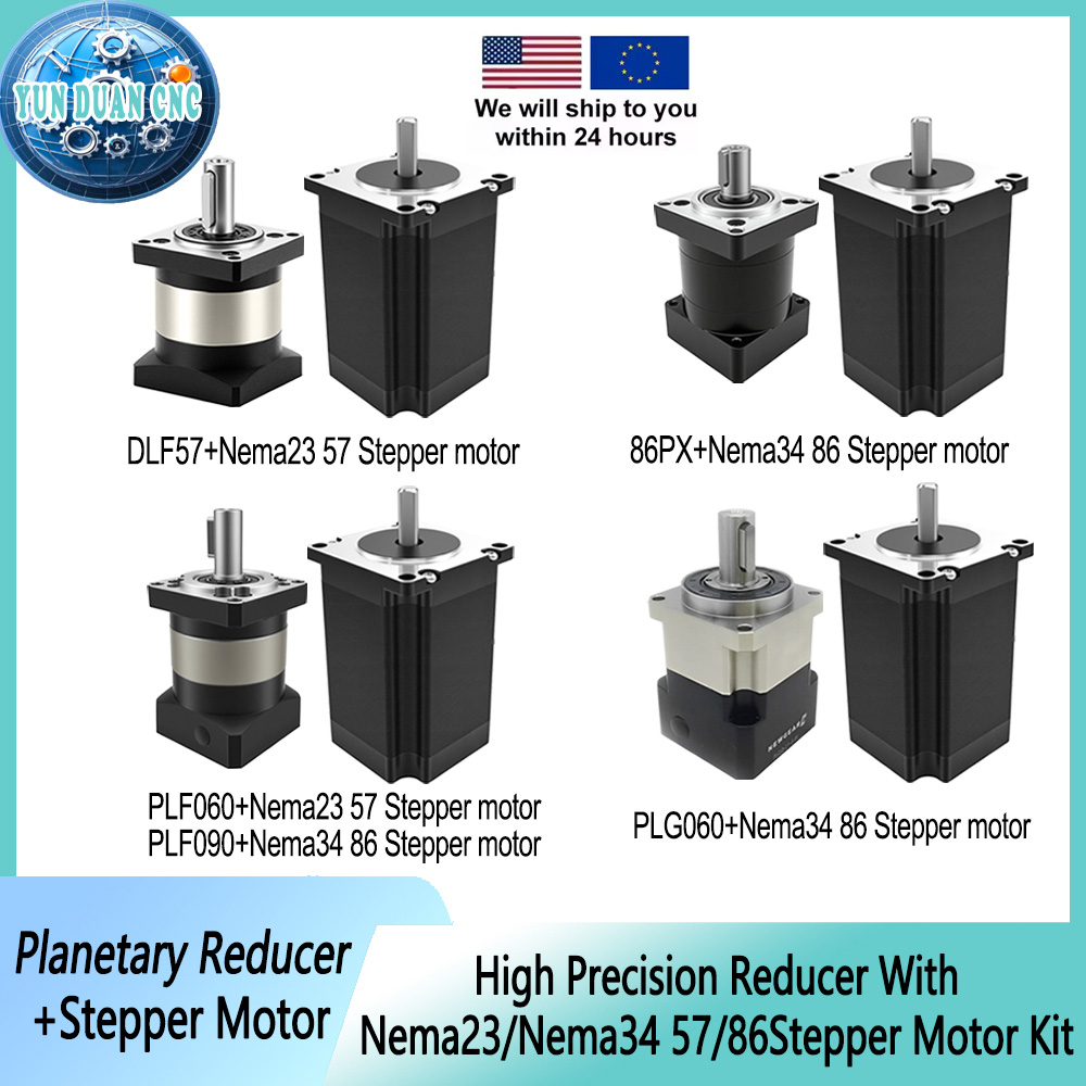 مجموعة محركات خطوية مع مخفض سر - مراجعة Planetary Gearbox Reducer Nema 23 34 وسعره
