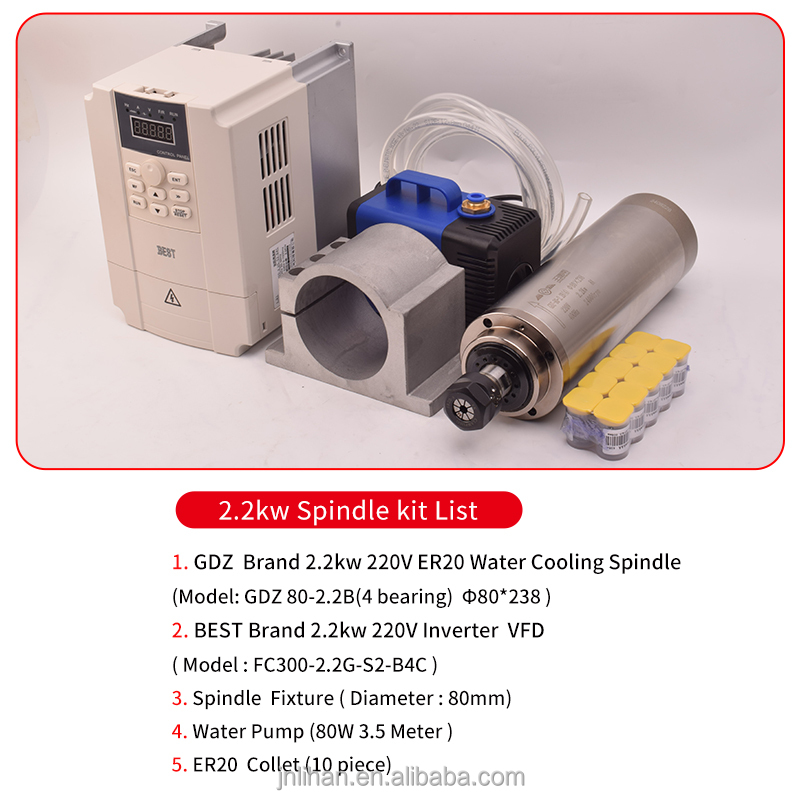 طقم محرك عاكس تردد متغير (VFD) - مراجعة 2.2Kw Water Cooled Spindle Kit Vfd وسعره