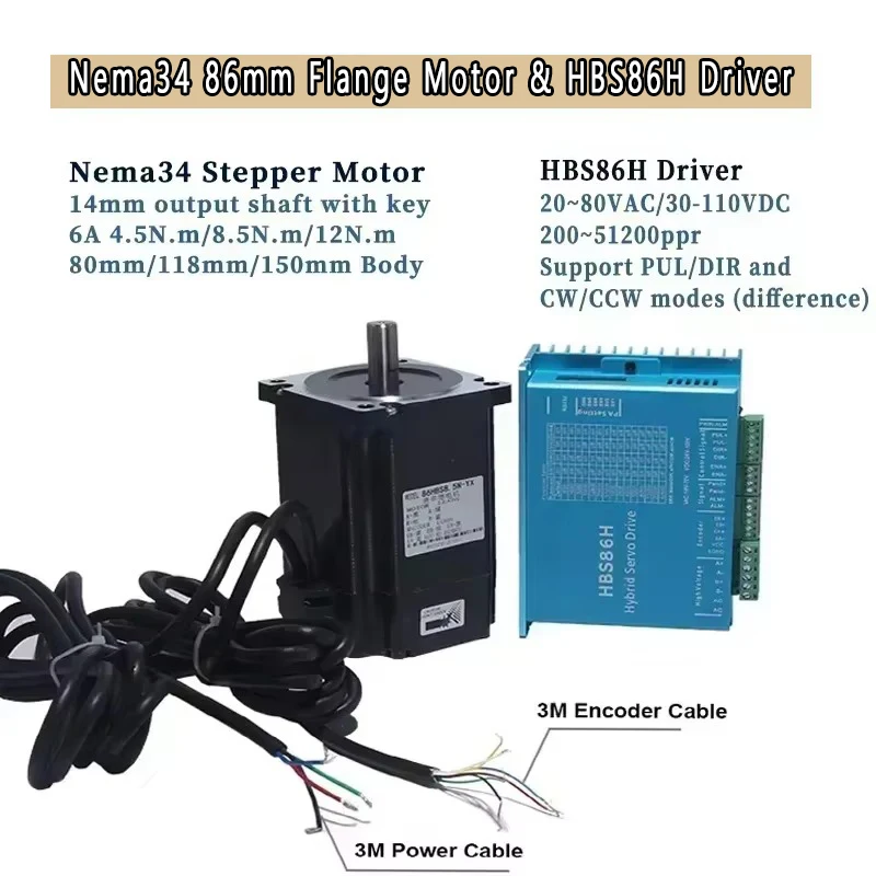 Nema34 86mm مجموعة محرك متدرج  - مراجعة Hybrid Servo Driver Nema 34 8.5Nm وسعره