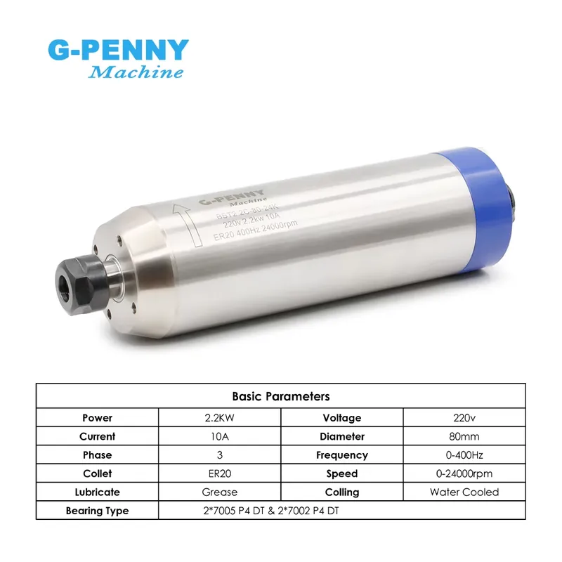 محرك G-penny بقوة 2.2 كيلو واط - مراجعة 2.2Kw Water Cooled Spindle Kit Vfd وسعره