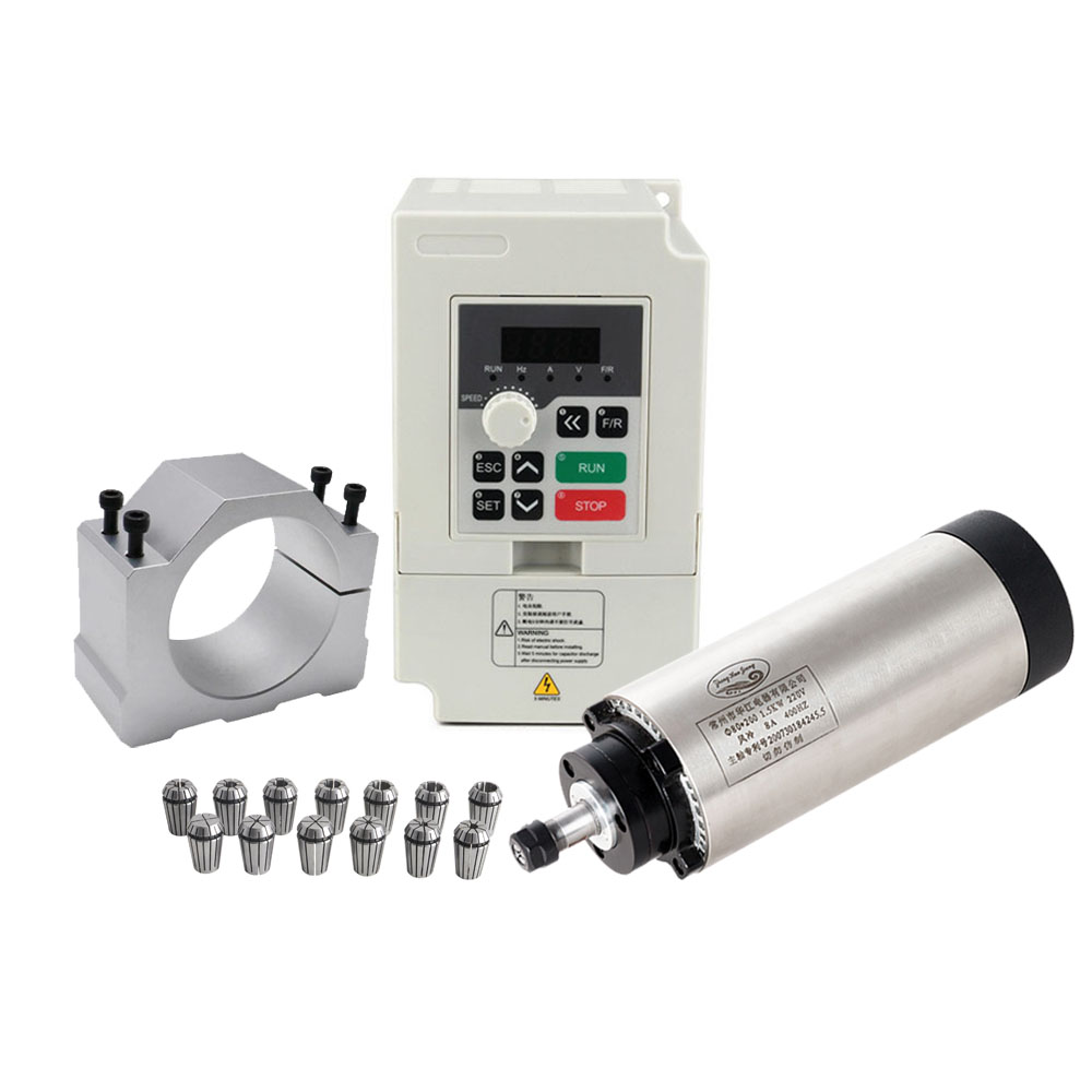 CNC المغزل موتور كيت 80 مللي م - مراجعة Air Cooled 1.5Kw Spindle Motor Inverter 110V وسعره